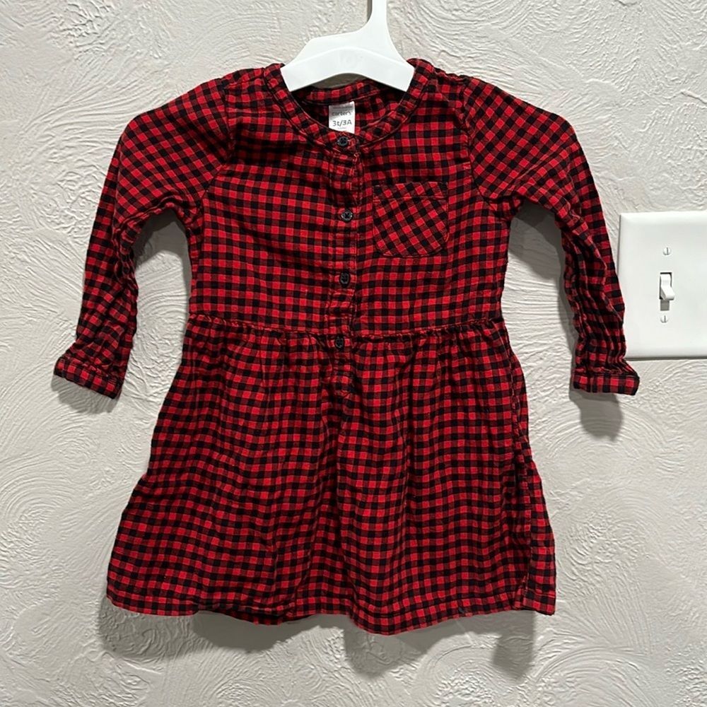 Carter’s Buffalo Plaid Flannel Holiday Dress Size 3T